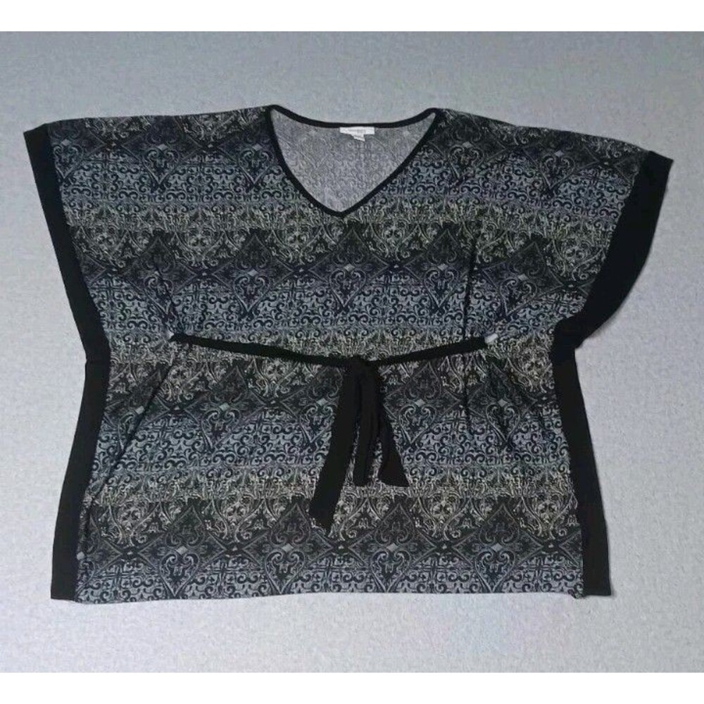 Dressbarn Tunic Poncho Style Top Womens Size 18/20 Black And Grey Gray Design...
